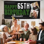 Personalized Multicolor Happy Birthday Banner with 2 Photos and Name Home Decor Birthday Gift for Friends Family