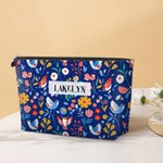 Personalized Colourful Folk Art Flower Makeup Bag with Name Travel Essential Birthday Anniversary Gift for Woman Friend