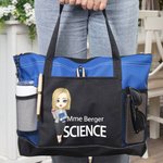Sac à Épaule de Grande Capacité Personnalisé avec Personnage Cartoon Nom et Profession Accessoire avec Poches en Maille Cadeau pour Enseignant