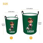 Cesta de la ropa impermeable con nombre, número y asa Personalizada con dibujos de fútbol para niños Regalo de cumpleaños para niños y niñas