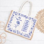 Gepersonaliseerde Toile De Jouy Geboortebloem Bijbel Hoofdstuk Naam Grote Capaciteit Jute Tote Bag Doop Verjaardag Kerstcadeau voor vrouwen Christenen