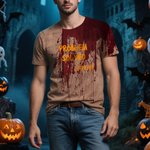Personalized Horror Bloody Printed Soft Funny Men's T-shirt with Name and Text Trick or Treat Spooky Season Halloween Gift for Men