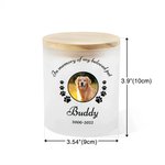 Personalised Wing Paw Print LED Candle Jar with Title Name and Date Memorial Condolence Sympathy Pet Loss Gift for Pet Owners