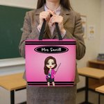 Personalizzato matita pastello cartone animato insegnante grande capacità Tote Bag con nome Teacher's Day Back to School regalo di apprezzamento per l'insegnante