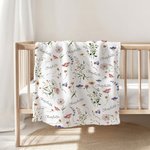 Personalized Wildflowers Bohemian Style Soft Throw Blanket with Name Home Decor Baby Shower Birthday Gift for Women Girls