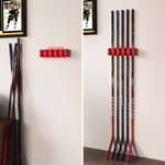 Personalized Multicolour 3D Printed Hockey Stick Holder with Text and 2-5 Sticks Wall Mount Home Storage Birthday Gift for Hockey Lovers