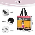 Personalizzato matita pastello cartone animato insegnante grande capacità Tote Bag con nome Teacher's Day Back to School regalo di apprezzamento per l'insegnante