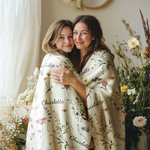 Personalized Wildflowers Bohemian Style Soft Throw Blanket with Name Home Decor Baby Shower Birthday Gift for Women Girls