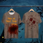 Personalized Horror Bloody Printed Soft Funny Men's T-shirt with Name and Text Trick or Treat Spooky Season Halloween Gift for Men
