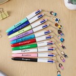 Personalised Cartoon Character Acrylic Charm 4-in-1 Pen with Name School Supply Back to School Appreciation Gift for Teachers Students Bookworms