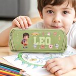 Astuccio personalizzato con personaggio a effetto 3D e tre scomparti con nome regalo ideale per ritorno a scuola e compleanni per ragazzi e ragazze