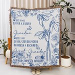 Personalised Birth Flower Tassel Soft Throw Blanket with Title Name and Date Home Decor Birthday Gift for Mom Grandma Family
