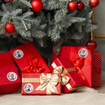 Personnalisé Moon Floral Santa Hat Cartoon Character Waterproof Stickers Labels with Name Gift Decor Christmas Party Favors for Family Kid