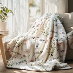 Personalized Wildflowers Bohemian Style Soft Throw Blanket with Name Home Decor Baby Shower Birthday Gift for Women Girls