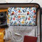 Personalized Colourful Folk Art Flower Makeup Bag with Name Travel Essential Birthday Anniversary Gift for Woman Friend