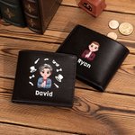 Gepersonaliseerde Cartoon Gentleman Foldable PU lederen portemonnee met naam Dagelijks gebruik Verjaardagscadeau voor man