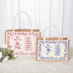 Gepersonaliseerde Toile De Jouy Geboortebloem Bijbel Hoofdstuk Naam Grote Capaciteit Jute Tote Bag Doop Verjaardag Kerstcadeau voor vrouwen Christenen