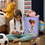Cesta de la ropa impermeable con nombre, número y asa Personalizada con dibujos de fútbol para niños Regalo de cumpleaños para niños y niñas