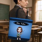 Personalizzato matita pastello cartone animato insegnante grande capacità Tote Bag con nome Teacher's Day Back to School regalo di apprezzamento per l'insegnante