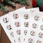 Personnalisé Moon Floral Santa Hat Cartoon Character Waterproof Stickers Labels with Name Gift Decor Christmas Party Favors for Family Kid