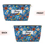 Personalized Colourful Folk Art Flower Makeup Bag with Name Travel Essential Birthday Anniversary Gift for Woman Friend