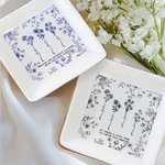 Personalised Toile De Jouy Design Birth Flower Friendship Jewellery Dish with Name  Thanksgiving Day Birthday Gift for Women