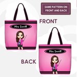 Personalizzato matita pastello cartone animato insegnante grande capacità Tote Bag con nome Teacher's Day Back to School regalo di apprezzamento per l'insegnante