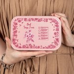 Personalized Toile De Jouy Birth Flower Bible Chapter Name PU Leather Jewelry Box with LED Makeup Mirror Birthday Christmas Gift for Women Christians