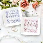 Personalised Toile De Jouy Design Birth Flower Friendship Jewellery Dish with Name  Thanksgiving Day Birthday Gift for Women