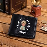 Gepersonaliseerde Cartoon Gentleman Foldable PU lederen portemonnee met naam Dagelijks gebruik Verjaardagscadeau voor man