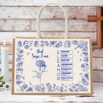 Gepersonaliseerde Toile De Jouy Geboortebloem Bijbel Hoofdstuk Naam Grote Capaciteit Jute Tote Bag Doop Verjaardag Kerstcadeau voor vrouwen Christenen