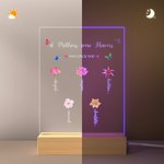 Gepersonaliseerd Kleurrijk Geboortebloem LED Nachtlampje met Houten Voet en Naam Home Decoratie Moederdag Cadeau voor Moeder Oma