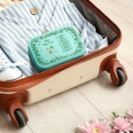 Personalized Toile De Jouy Birth Flower Bible Chapter Name PU Leather Jewelry Box with LED Makeup Mirror Birthday Christmas Gift for Women Christians