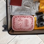 Personalized Toile De Jouy Birth Flower Bible Chapter Name PU Leather Jewelry Box with LED Makeup Mirror Birthday Christmas Gift for Women Christians