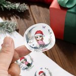 Personnalisé Moon Floral Santa Hat Cartoon Character Waterproof Stickers Labels with Name Gift Decor Christmas Party Favors for Family Kid