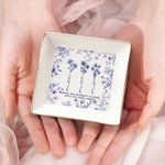 Personalised Toile De Jouy Design Birth Flower Friendship Jewellery Dish with Name  Thanksgiving Day Birthday Gift for Women