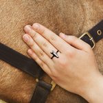 Personalized Horse Head Silhouette Ring with Birthmark and Engraved Text Dainty Jewelry Birthday Anniversary Gift for Horse Lovers