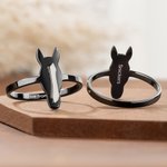 Personalized Horse Head Silhouette Ring with Birthmark and Engraved Text Dainty Jewelry Birthday Anniversary Gift for Horse Lovers