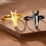 Personalized Horse Head Silhouette Ring with Birthmark and Engraved Text Dainty Jewelry Birthday Anniversary Gift for Horse Lovers