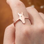 Personalized Horse Head Silhouette Ring with Birthmark and Engraved Text Dainty Jewelry Birthday Anniversary Gift for Horse Lovers