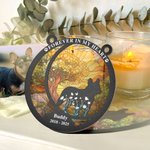 Personalisierte Pfote drucken Haustier Silhouette Buntglasfenster Suncatcher mit Titel Name und Datum Geburtstag Memorial Geschenk für Katze Hundeliebhaber