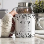 Personalised Toile De Jouy Design Birth Flower Friendship 11 oz Ceramic Mug with Name and Text Thanksgiving Day Birthday Gift for Women