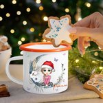 Gepersonaliseerde Bloem Vlinder Maan Cartoon Karakter 12 oz Emaille Mok met Naam Verjaardag Kerstcadeau voor Baby's Jongens Meisjes