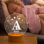 Personlig LED nattlampa med söta djur och namn träfot perfekt dekoration för barnrum födelsedagspresent för barn och djurälskare