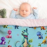 Personalized Dinosaur Fantasy Unicorn Excavator Soft Baby Security Blanket with Dotted Backing and Embroidered Name Baby Shower Birthday Gift for Baby