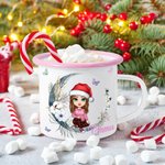 Gepersonaliseerde Bloem Vlinder Maan Cartoon Karakter 12 oz Emaille Mok met Naam Verjaardag Kerstcadeau voor Baby's Jongens Meisjes