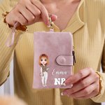 Portefeuille personnalisé en cuir PU avec nom et profession Cadeau d'appréciation pour infirmière, médecin, étudiant en médecine