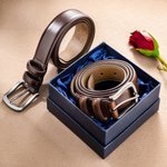 Personalized I Liked You Holding Hands Men's Casual Buckle Leather Belt with Engraved Name Birthday Valentine's Day Gift for Husband Boyfriend