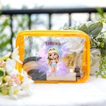 Borsa da trucco personalizzata trasparente impermeabile con nome e disegno ragazza alla moda regalo per compleanni vacanze per ragazze o donne