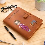 Gepersonaliseerd Cartoon Arts Verpleegkundige Karakter PU lederen notitieboek omslag met naam en opbergvak Verpleegkundige Week Waardering Gift voor medisch personeel
